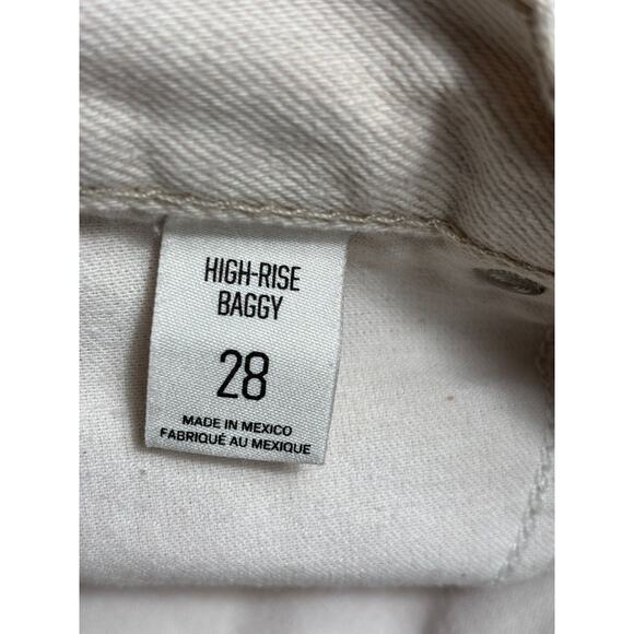 BDG by Urban Outfitters Wide Leg Baggy Jean Womens 28 Ivory High-Rise Distressed - Picture 4 of 11